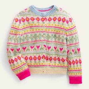 Mini Boden Oversized Fair Isle Cardigan Sweater 8-9Y